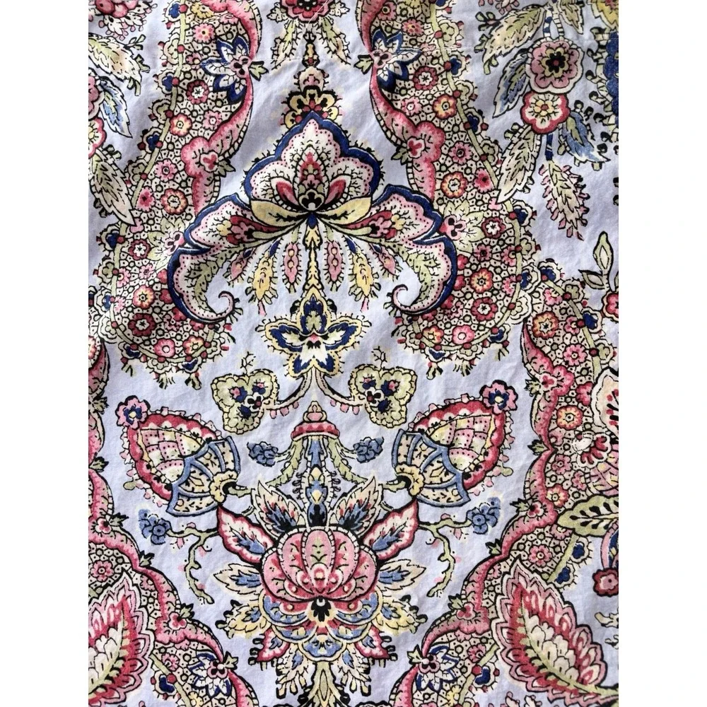 Pottery Barn Florentine King Duvet Cover w/ 3 Euro Shams Paisley Gingham Organic